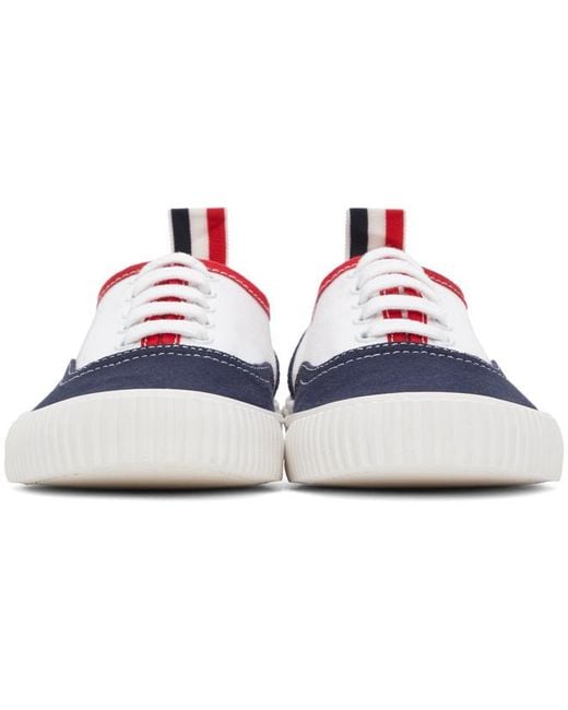 Thom Browne White Heritage Canvas Sneakers for men