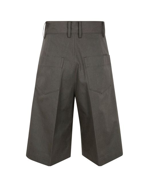 Yohji Yamamoto Gray Pleat Detailed Shorts