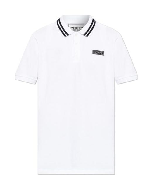 Iceberg White Polo With Logo Patch for men