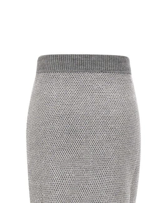 Elisabetta Franchi Gray Sequinned Knit Skirt