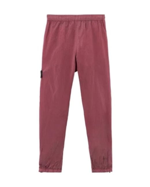Stone Island Red Regular-Fit Joggers With Zipped Cuffs And Elastic Waist for men