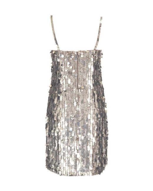 P.A.R.O.S.H. White P.A.R.O..H. Midi Dress Full Sequins