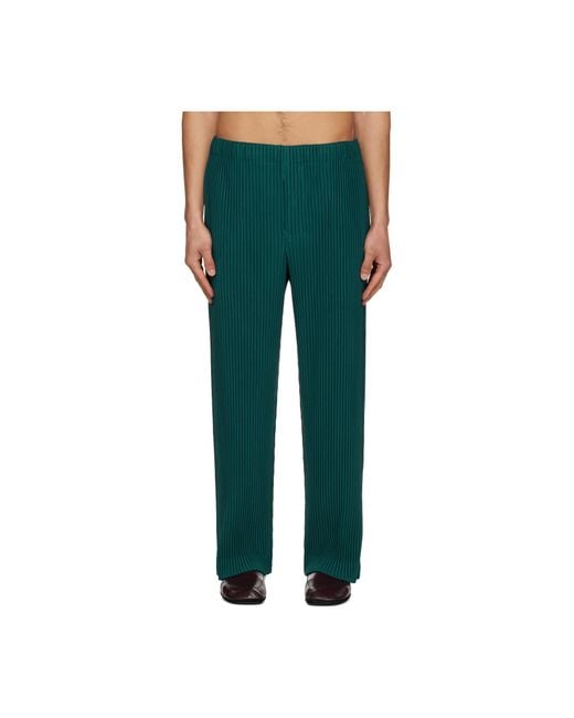 Homme Plissé Issey Miyake Green Homme Plissé Issey Miyake Pleated Trousers for men