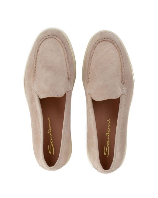 Santoni Gray Logo Moulded Loafers