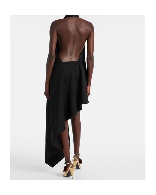 Givenchy Black Asymmetrical Draped Cocktail Dress