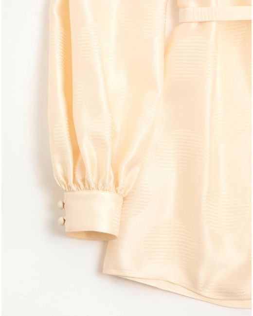 Valentino White Jacquard Polka Dot Patterned Belted Shirt