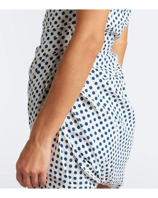 Vivienne Westwood Blue Ginnie Amber Draped Polka-Dot Minidress