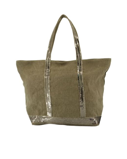 Vanessa Bruno Green Cabas M Sequin-Trimmed Tote Bag