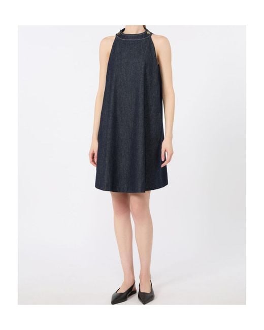 Max Mara Blue Short Sleeveless Cotton Denim Dress