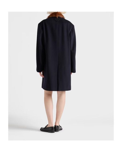 Prada Blue Single-Breasted Long Coat