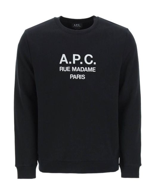 A.P.C. Black Logo Printed Crewneck Sweatshirt for men