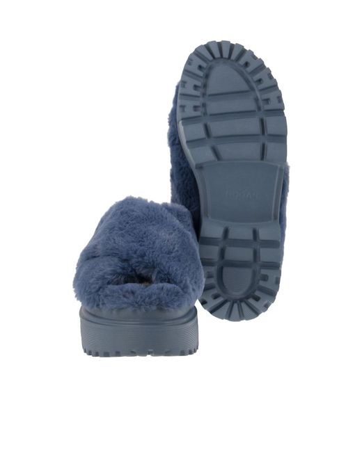 Hogan Blue Round Toe Slip-On Sandals