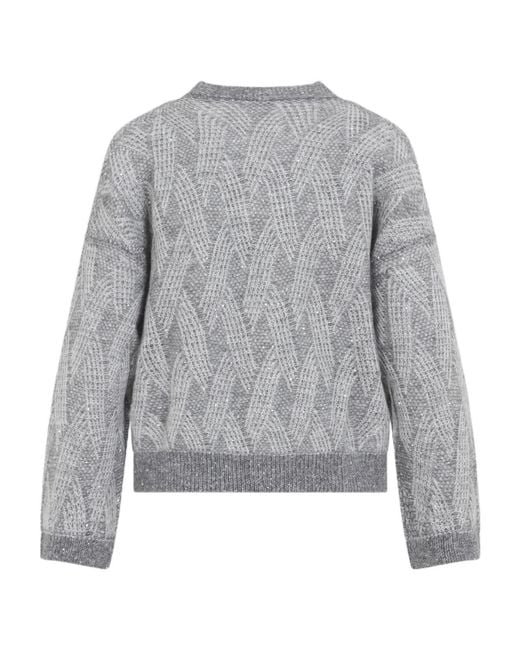 Peserico Gray Alpaca, Wool And Mohair Cardigan
