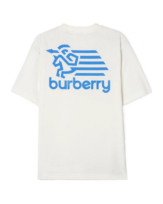 Burberry White Logo Badge Cotton T-Shirt for men