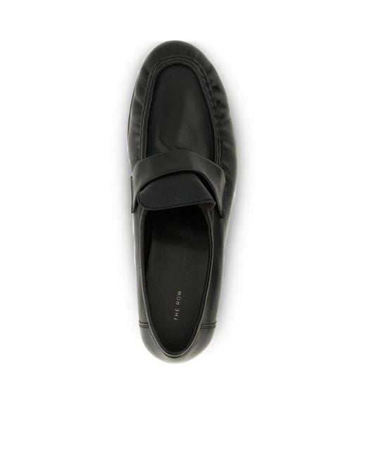 The Row Black Round-Toe Loafers