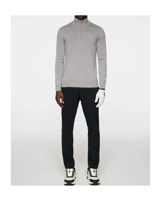 J.Lindeberg Gray Long Sleeve Logo Knit Sweater for men