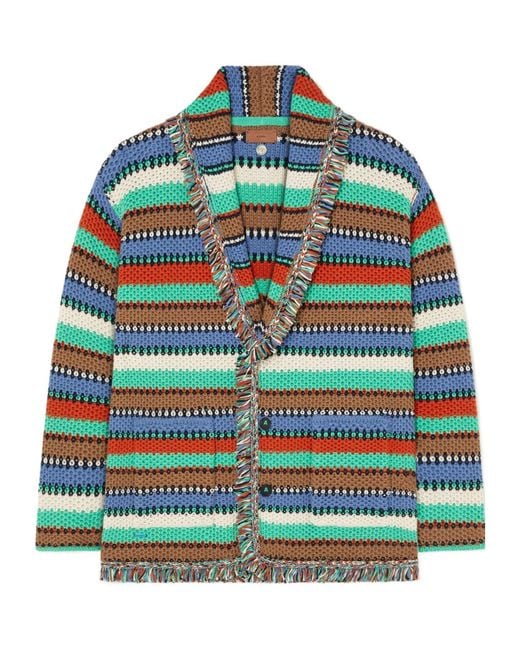 Alanui Green Sunny Stripes Cardigan for men