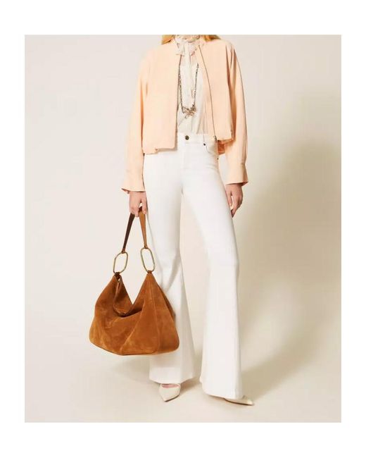 Twinset Natural Zip Front Bomber Jacket
