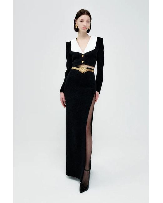 Alessandra Rich Black Ruffle-Collar Jacket