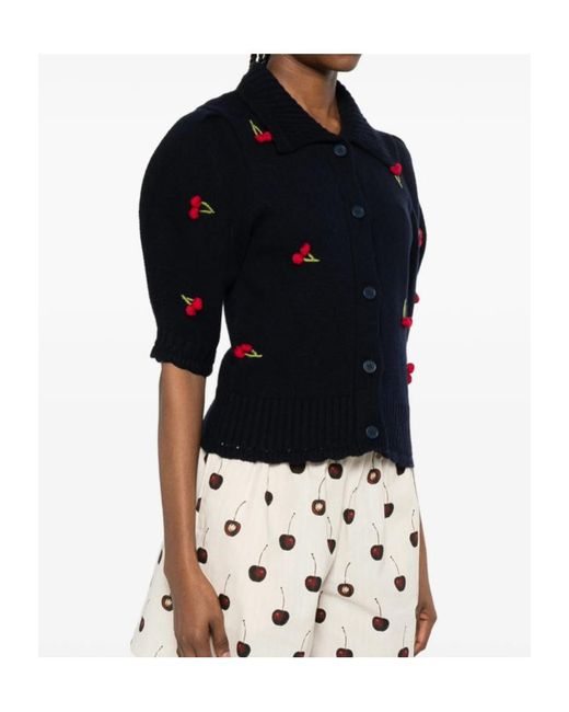 Stine Goya Blue Collared Short-Sleeved Knit Sweater