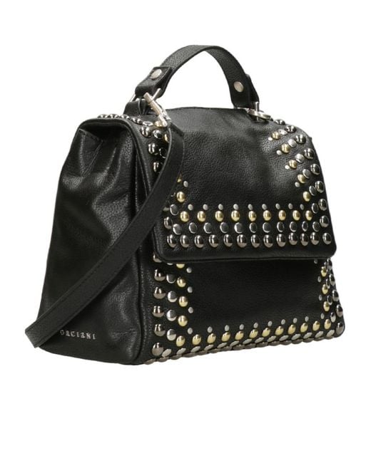 Orciani Black Studded Shoulder Bag