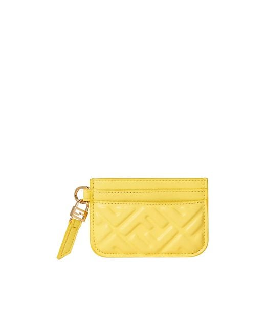 Fendi Yellow Baguette Ff Embossed Card Case