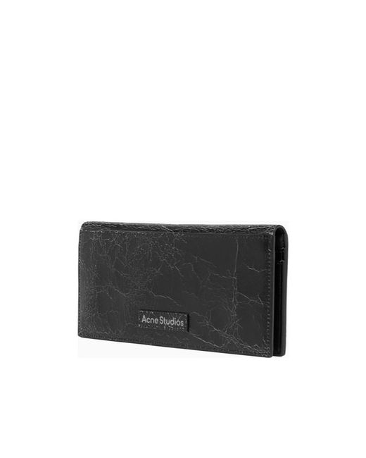 Acne Black Logo Detailed Foldover Wallet