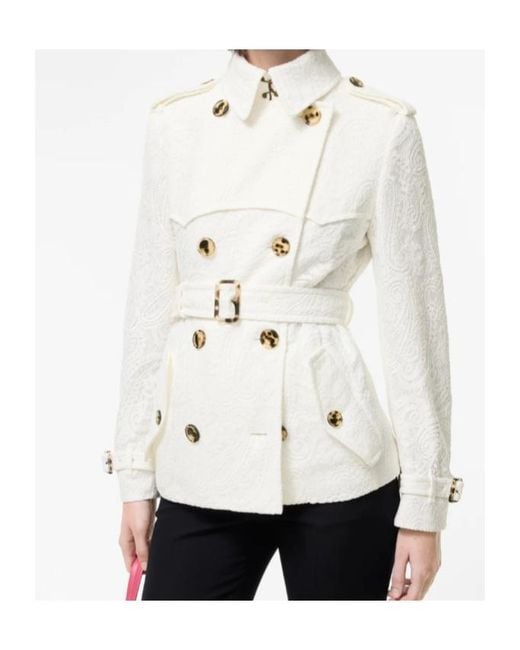 Burberry White Short Paisley Lace Foxfield Trench Coat