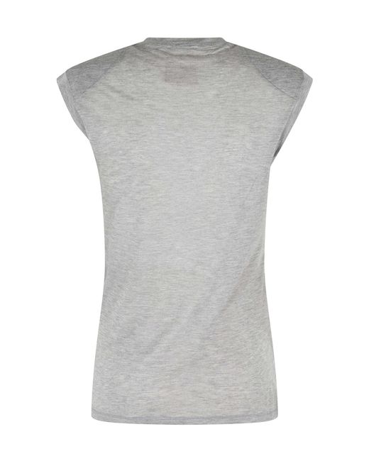 Semicouture Gray Crew-Neck Top