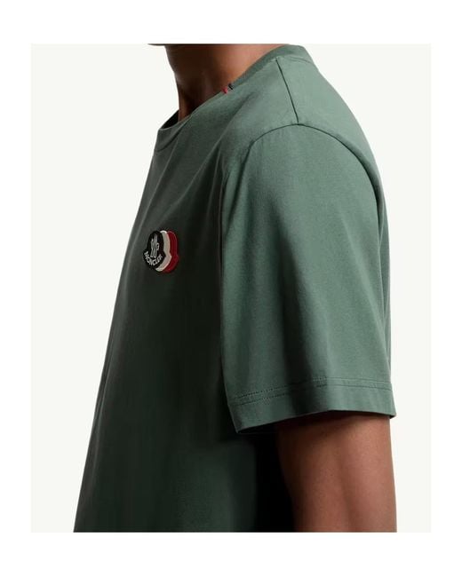 Moncler Green Logo Patch Crewneck T-Shirt for men