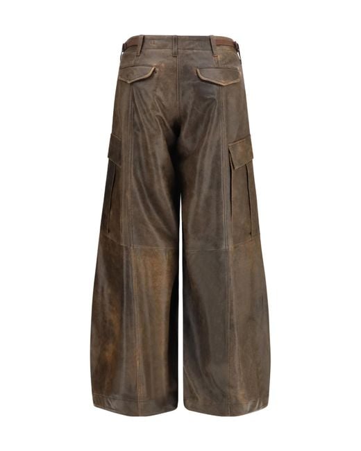 R13 Brown Leather Cargo Pants