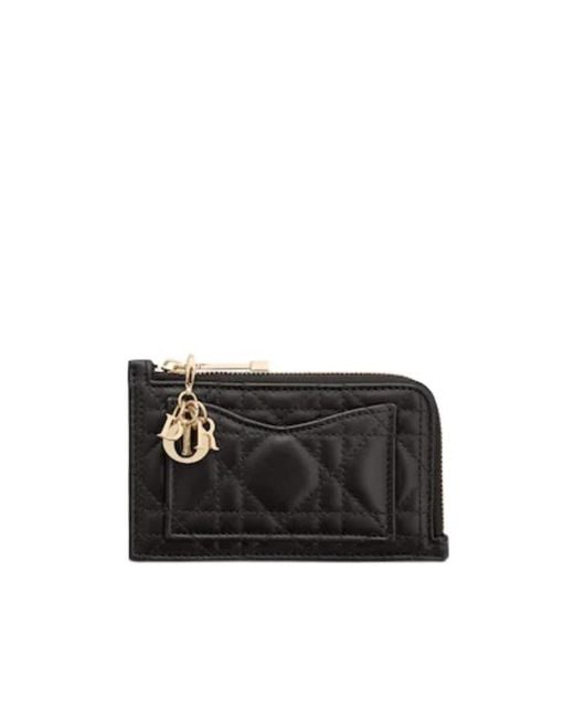 Dior Black Lady Compact Zipped Card Holder