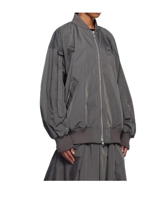 Yohji Yamamoto Gray Logo-Patch Bomber Jacket