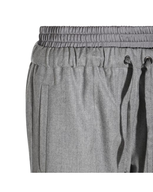Brunello Cucinelli Gray Drawstring-Waistband Tapered Leg