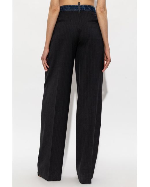 DSquared² Black Tailored Wide-Leg Pants