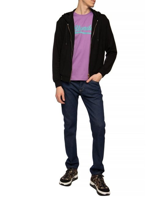 Versace Purple Logo Round-Necked T-Shirt for men