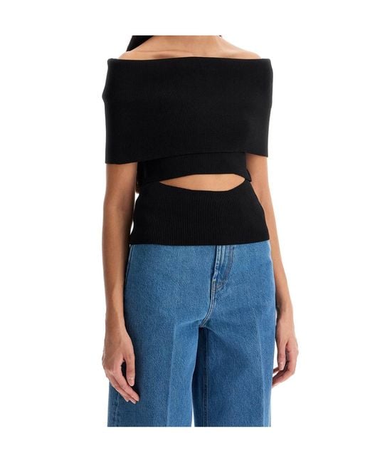 Christopher Esber Black Off-Shoulder Top