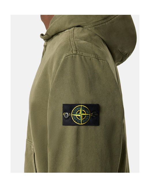 Stone Island Green Zip-Up Hoodie for men