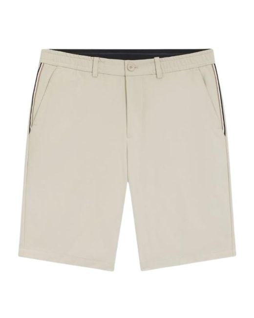 Boss White Logo-Patch Side-Stripe Shorts for men