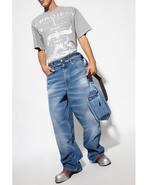 Y. Project Blue Logo Denim Trousers for men