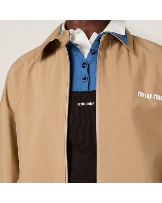 Miu Miu Natural Long-Sleeved Zip-Up Windbreaker