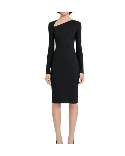 MM6 by Maison Margiela Black Jersey Midi Dress