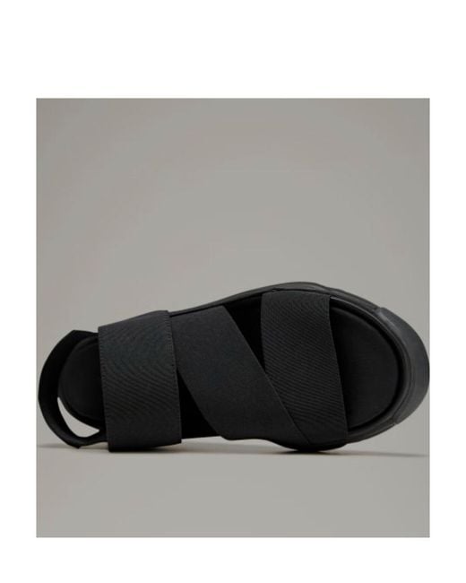 Y-3 Black Logo Embossed Open-Toe Sandals for men