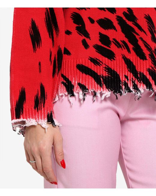 Semicouture Red Spotted Round Neck Sweater