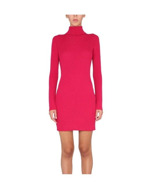 DSquared² Pink Turtleneck Knit Mini Dress