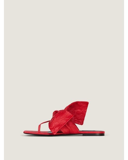 Givenchy Red Boudoir Bow Thong Slides