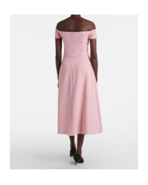 Carolina Herrera Pink Embellished Off-Shoulder Midi Dress