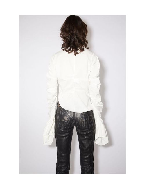 Acne White Draped Asymmetric Cotton Blouse