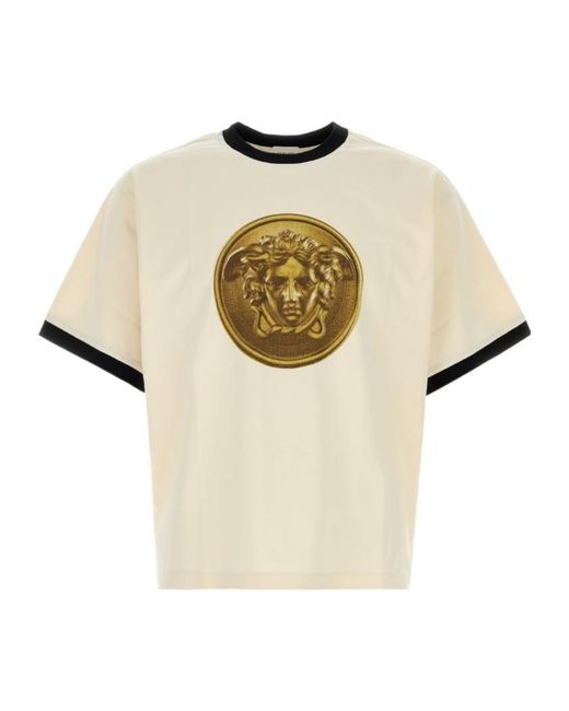 Versace Natural Medusa Coin Print T-Shirt for men