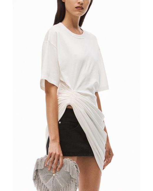 Alexander Wang White Draped-Waist Asymmetric T-Shirt